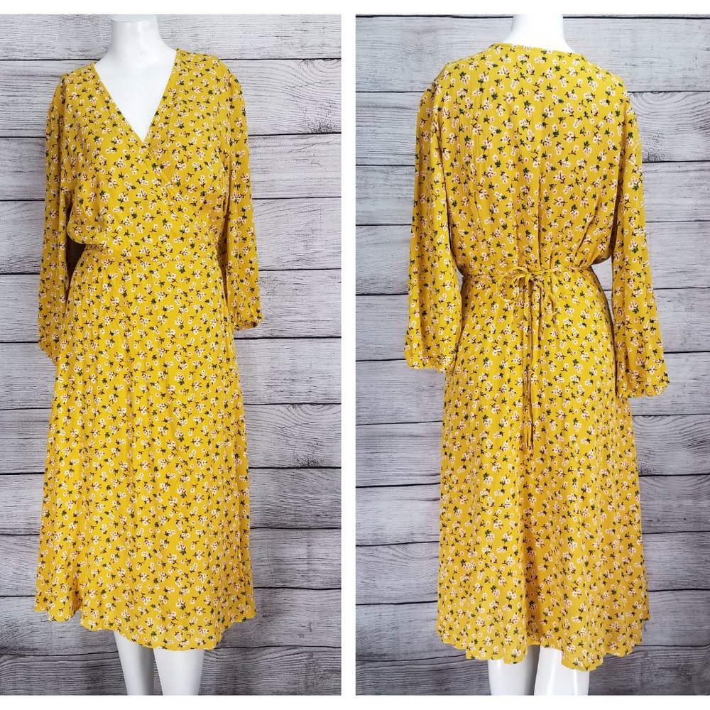 Orange Creek L True Wrap Dress Floral Print Midi